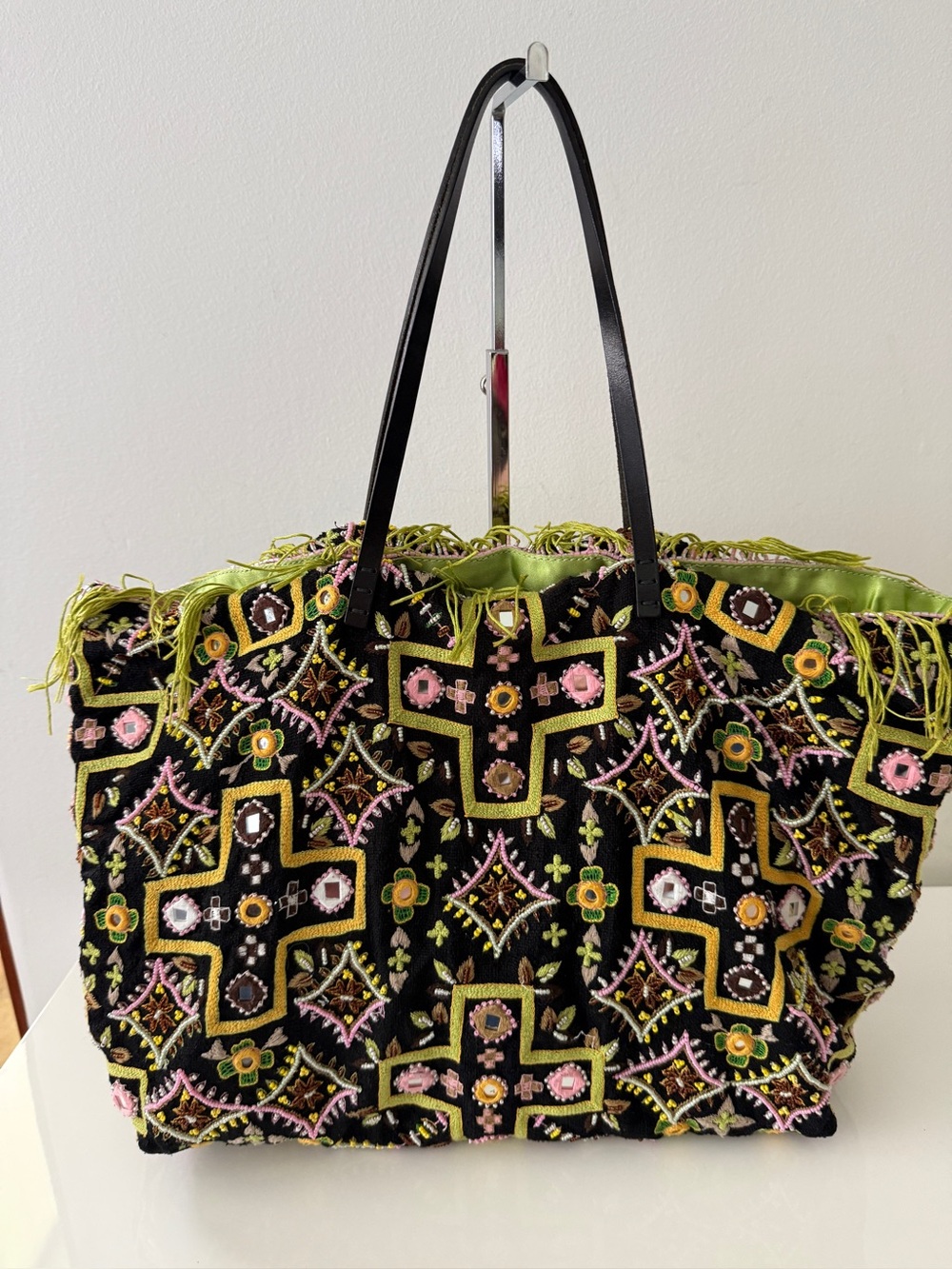 FENDI Beaded Embroidered Canvas Tote Handbag Bag - Picture 4 of 10